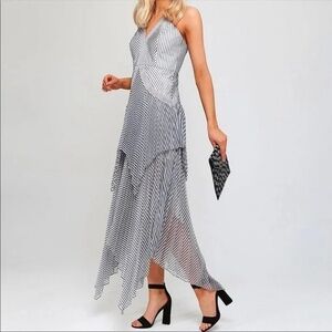 Self Portrait Striped asymmetrical hem dress - sz 2 BNWOT